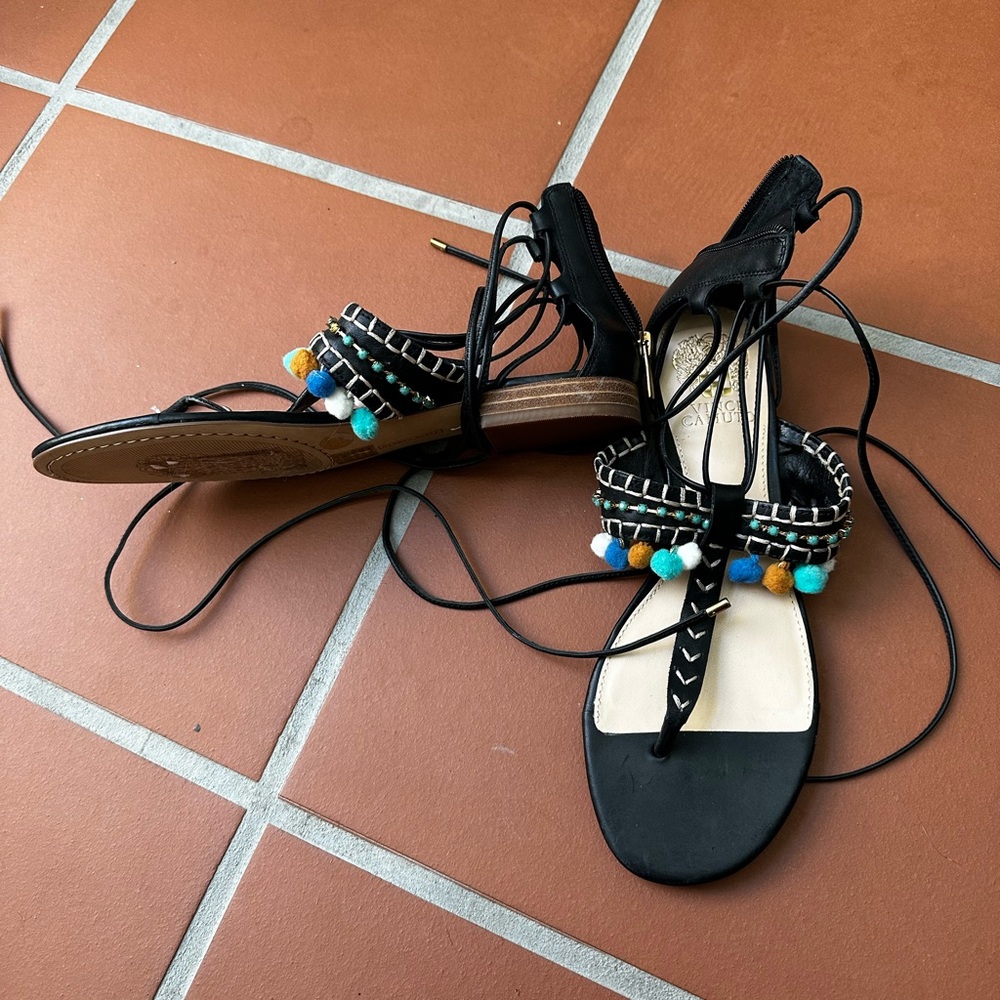 Vince Camuto sandals with Pom poms. New. Size 8.5